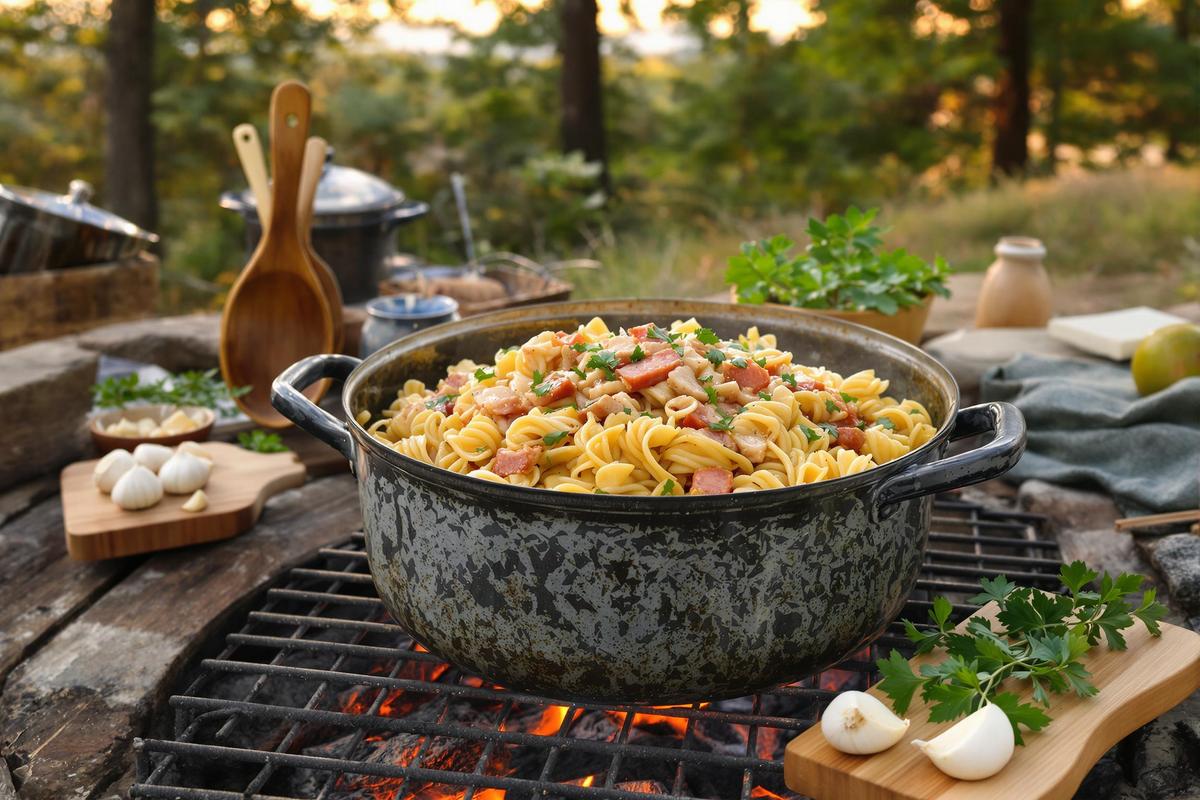 One-Pot Pasta thon-ail : plat minute gain de temps idéal pour vos soirées camping