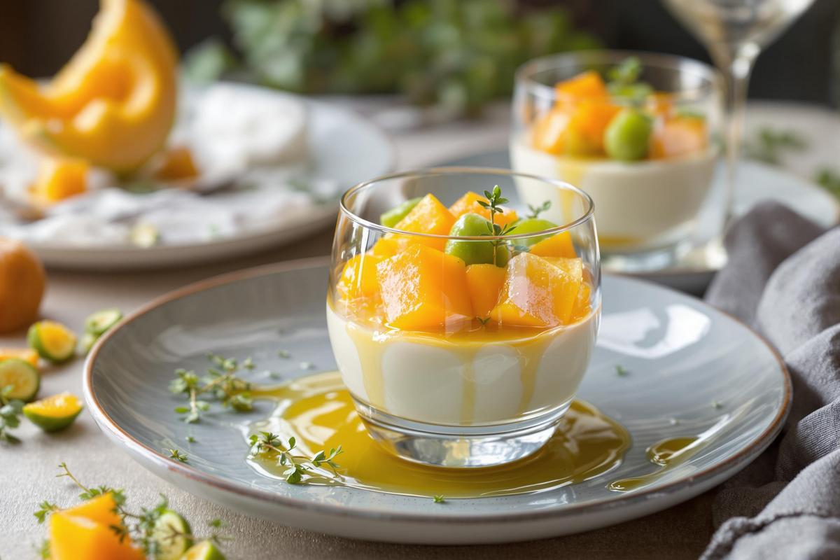 Panna cotta au melon et sirop de thym : mon dessert simple et chic qui bluffe tout le monde