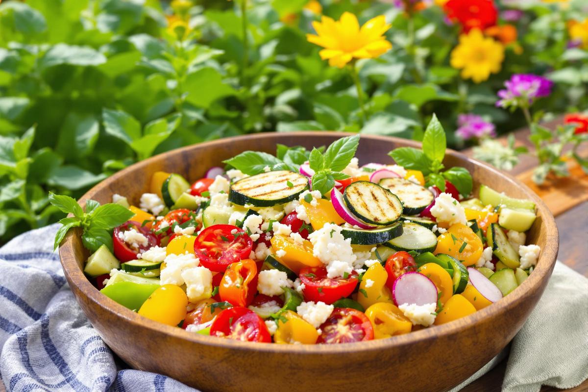 Salade grecque twistée avec les légumes du potager (et c’est bien meilleur)
