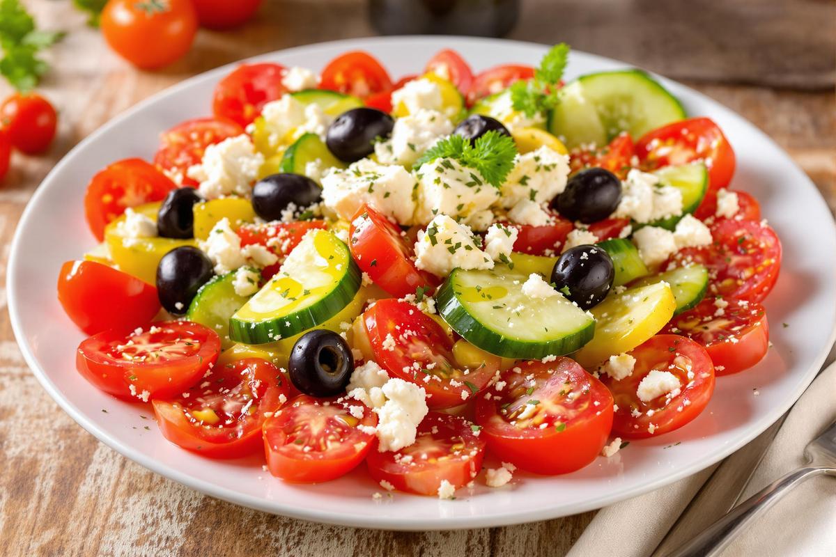 Son assaisonnement secret donne à sa salade grecque un vrai goût de Méditerranée