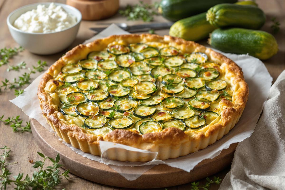 Tarte salée courgette-ricotta au thym, simple et réconfortante pour une soirée fraîche