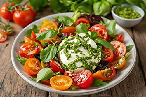 Tomates anciennes, burrata & pesto d’herbes : ma salade coup de cœur de l’été