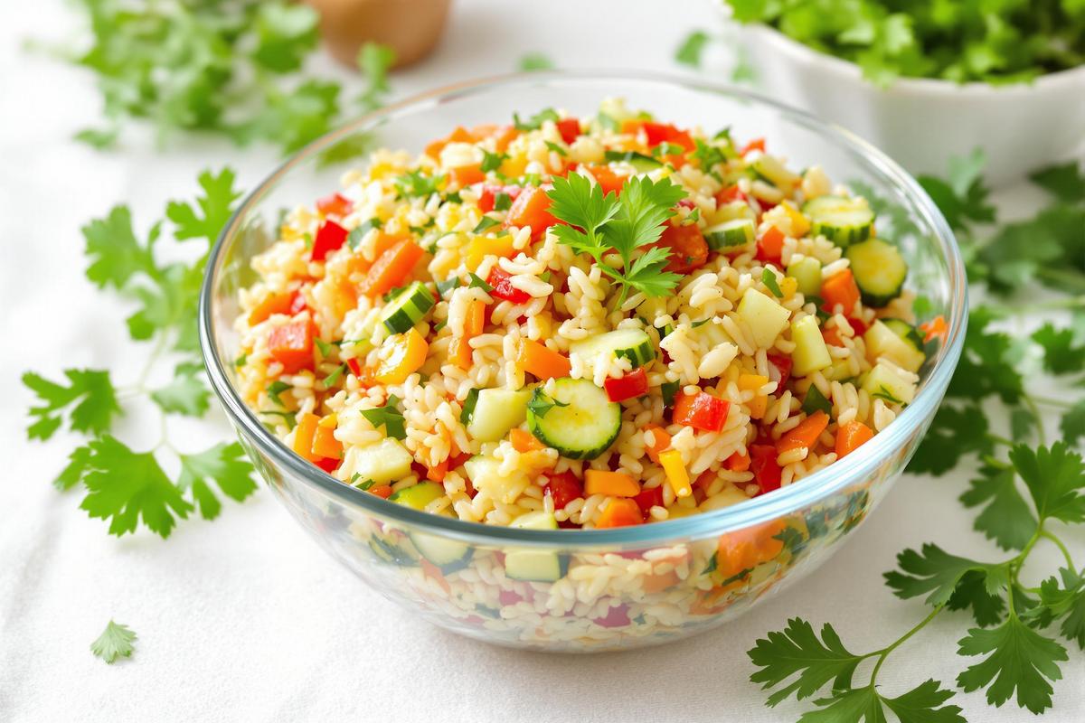 L’astuce que j’utilise pour que ma salade de riz reste fraîche toute la journée