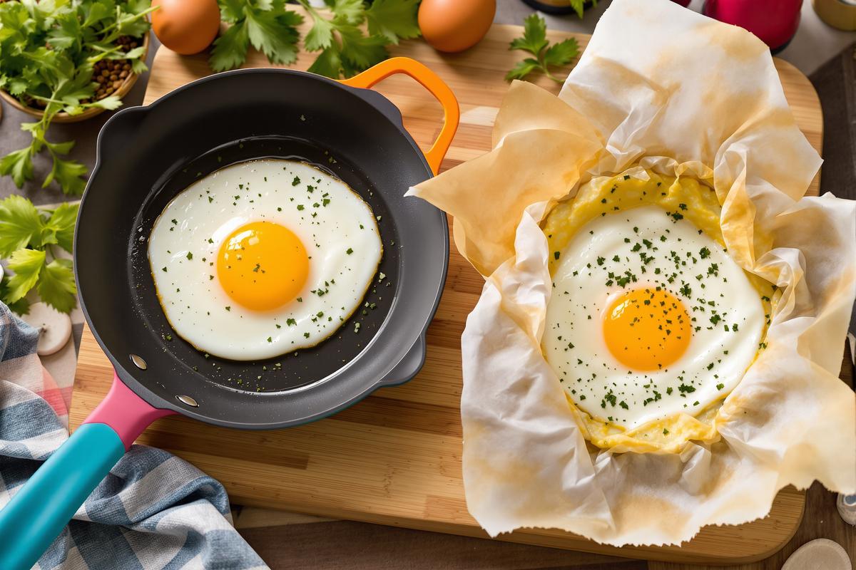 Œufs au plat dans poêle en silicone ou papillote : ma technique inratable