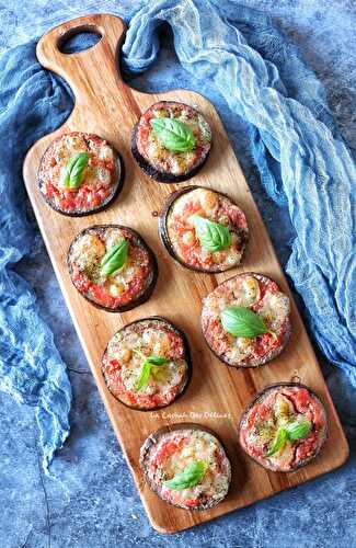 Mini pizzas d’aubergines mozzarella et basilic