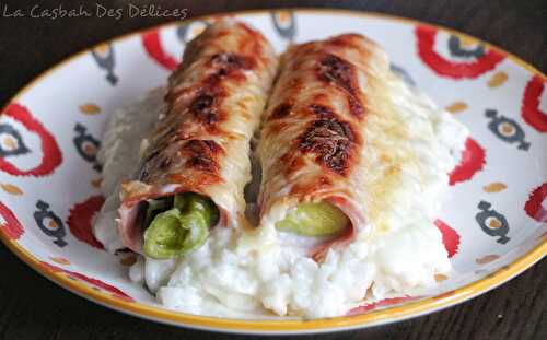 Roulés de jambon aux poireaux et riz à la crème