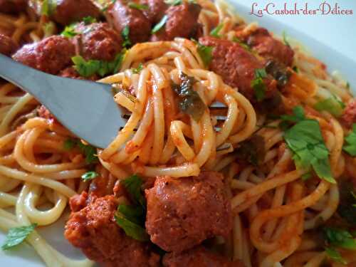 Spaghettis en sauce aux merguez