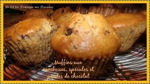 MUFFINS AUX FRAMBOISES, SPECULOS ET PEPITES DE CHOCOLAT