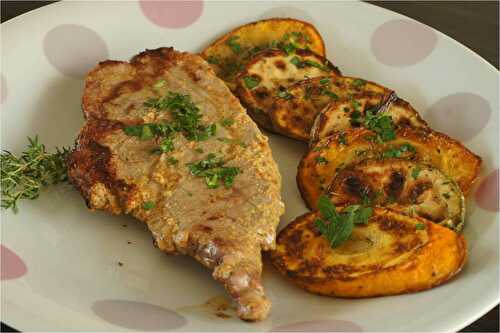 Echine de porc à la plancha et courgettes grillées