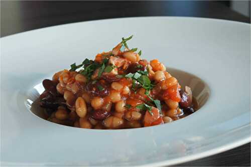 Haricots blancs et rouges aux lardons