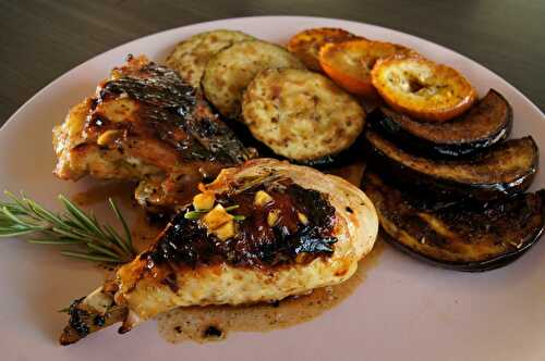 Poulet au romarin et légumes grillés