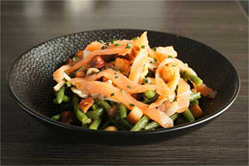 Salade de haricots verts et saumon fumé