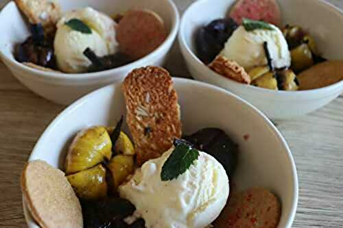 Figues de Solliès rôties, miel de La Bastide des Écureuils, glace vanille