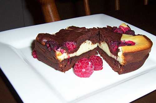 Brownie cheesecake à la framboise de Nigella....