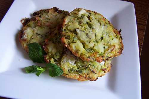 Cakes à la courgette-pomme de terre et feta et menthe....