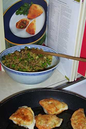 Samosas à la viande , pomme de terre et petit pois...le tout accompagné d'une crème de carotte...