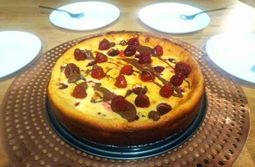 Cheesecake chocolat blanc, framboises et Nutella