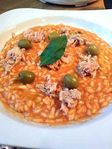 Risotto à la tomate, thon et olives de Cyril Lignac