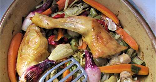Cuisses de poulet aux légumes au four 