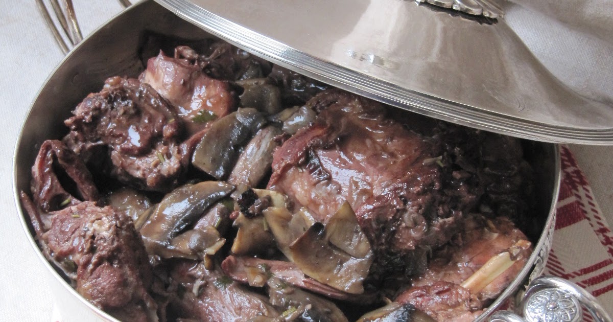  Lapin au vin rouge & aux champignons