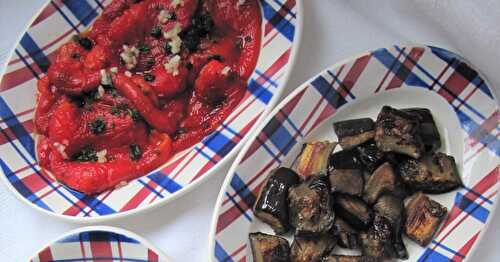 Mezze de légumes : haricots verts, aubergines et poivrons