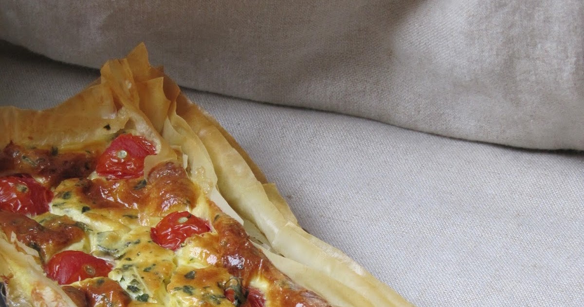 Quiche à la pâte filo,  scamorza fumée & tomates cerises