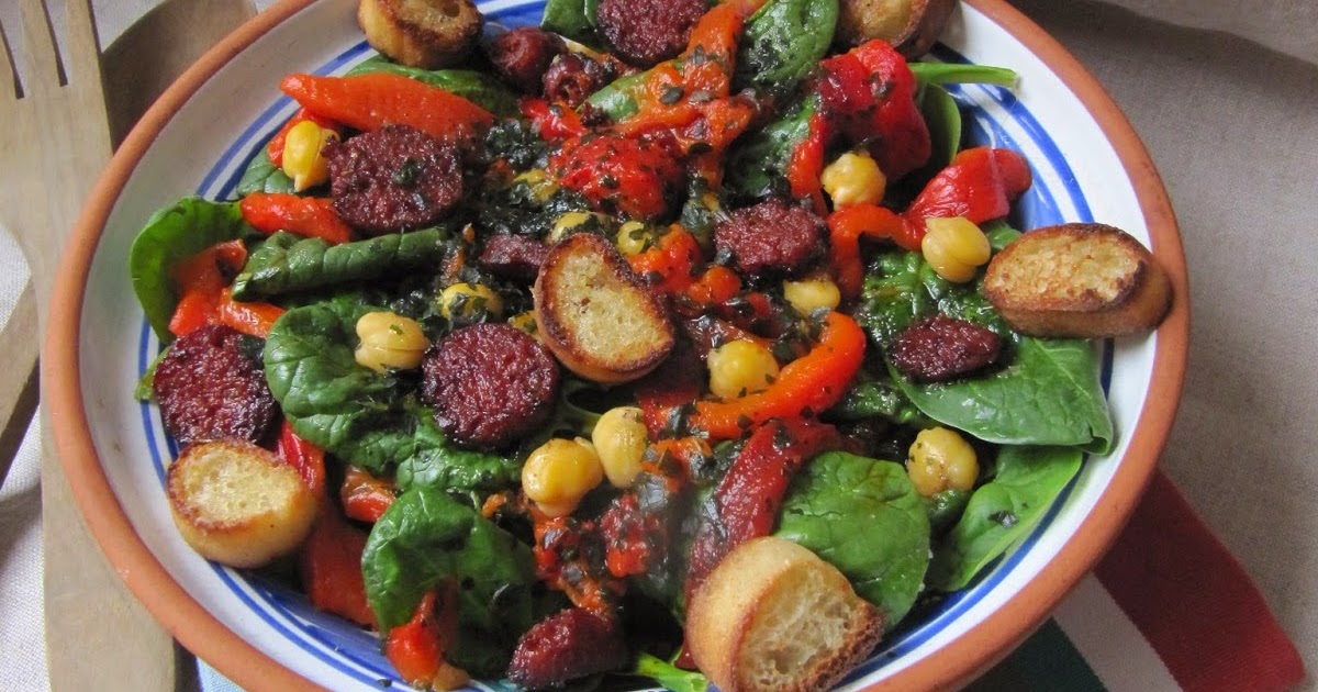 Salade aux épinards et chorizo