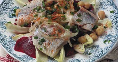 Salade de harengs aux endives, betteraves et pois chiches