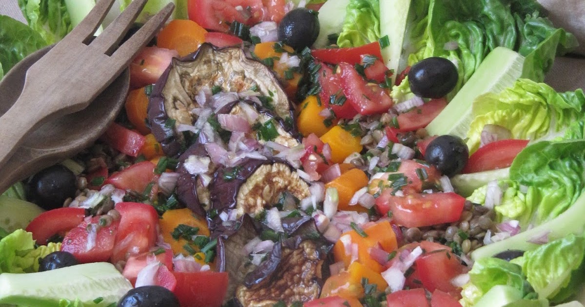 Salade de lentilles, carottes et aubergines