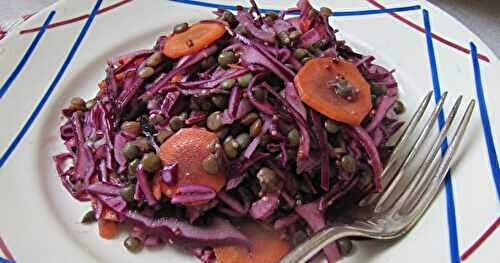Salade de lentilles, chou rouge et carottes