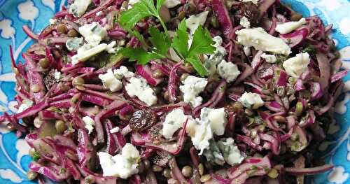 Salade de lentilles et chou rouge au roquefort