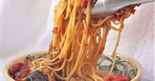 Spaghetti aux aubergines & poivrons