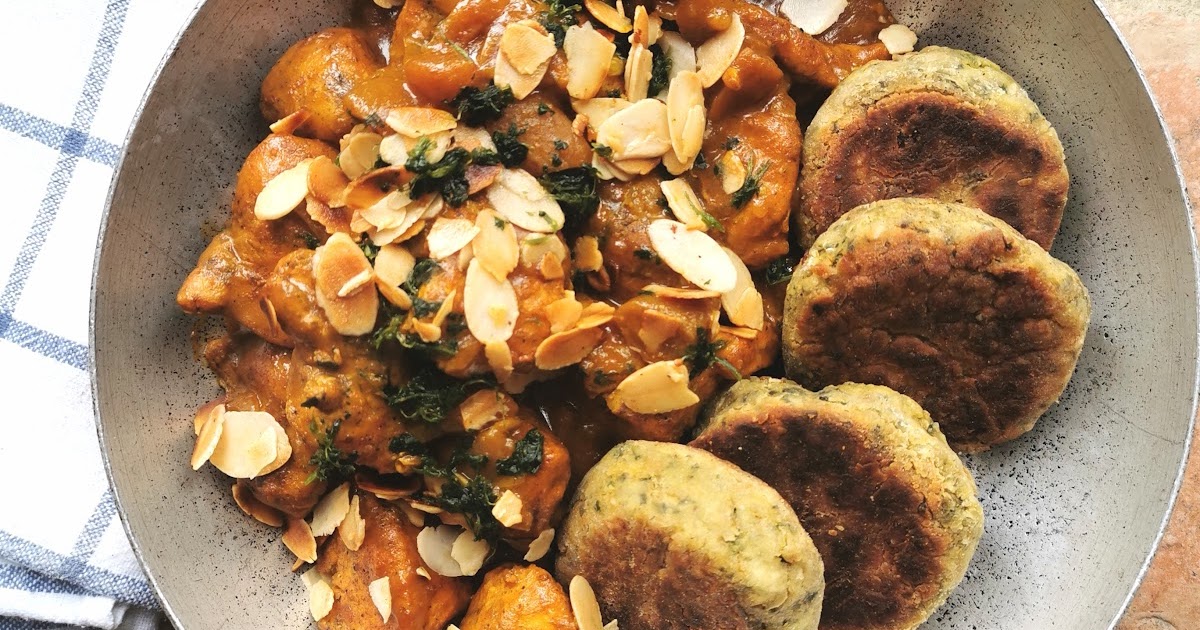 Tajine de poulet et galettes de pois chiches