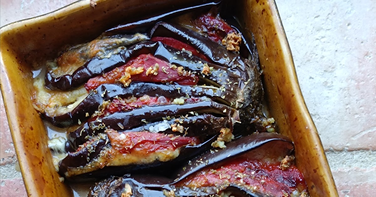 Aubergines en éventail au poivron 