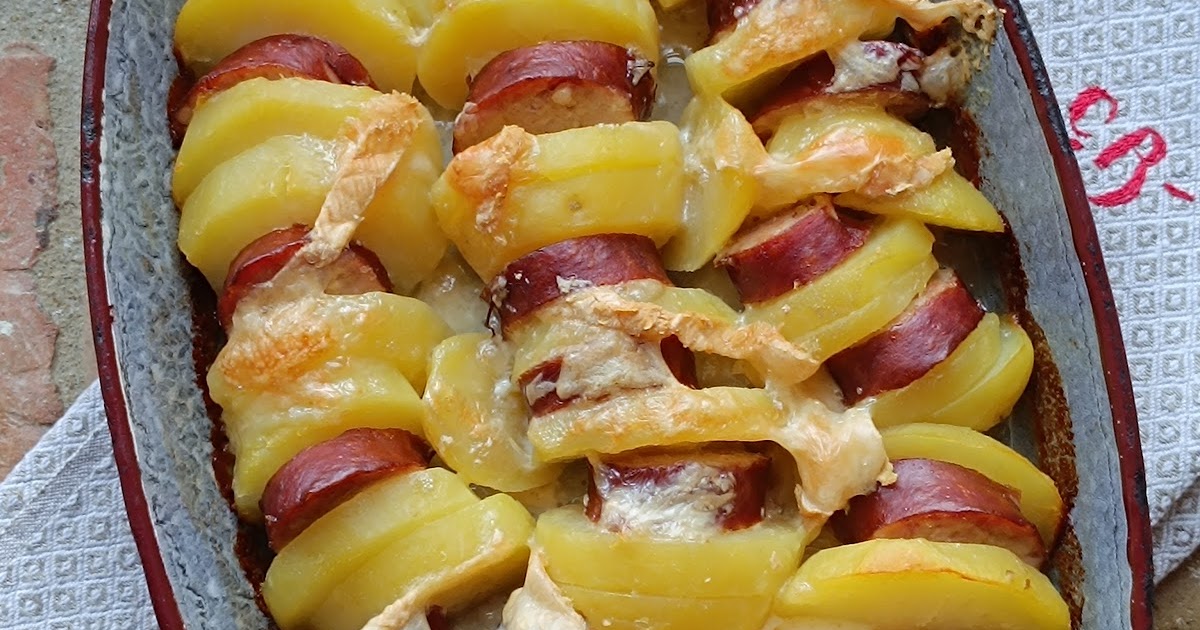 Gratin de pommes de terre et saucisses au Maroilles 