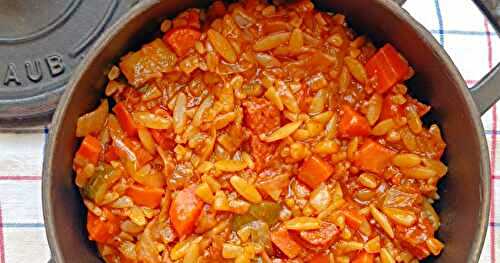 Orzotto au chorizo, courgette & carotte