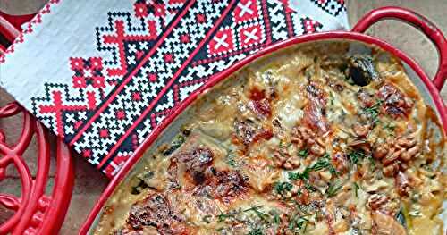 Gratin de fanes de betterave au Bleu & aux noix