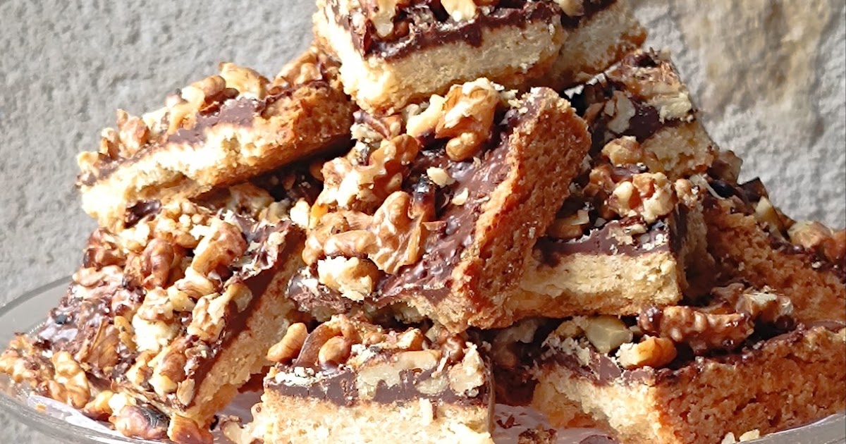 Toffee squares au chocolat et aux noix 