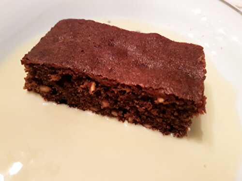 Biscuit au chocolat doux et riz craquant, sauce anglaise à la menthe - La cuisine d'un X