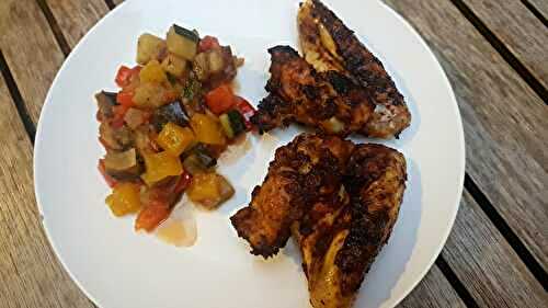 Ailerons de poulet sauce barbecue, ratatouille