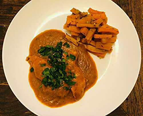 Filet de volaille au paprika fumé, carottes sautées au cumin et à l'orange