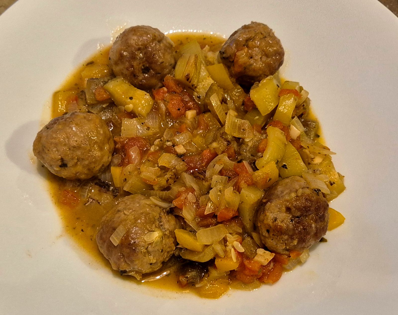 Boulettes de boeuf aux légumes confits