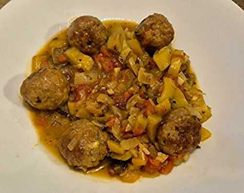 Boulettes de boeuf aux légumes confits
