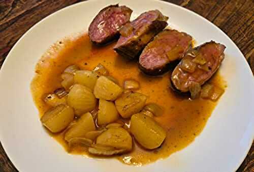 Magret de canard braisé aux navets