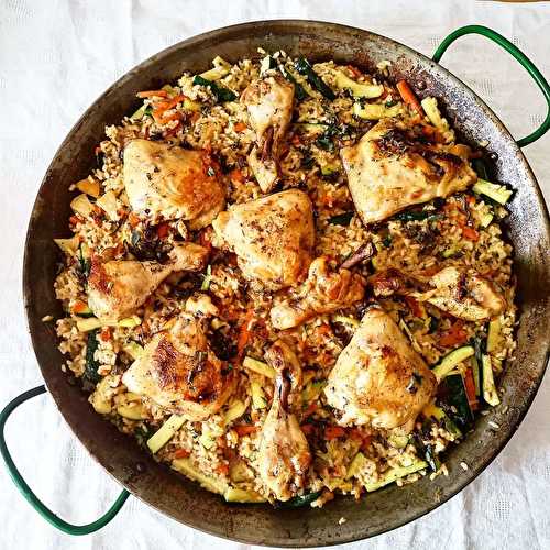 Paella à l’orientale au poulet et citrons confits