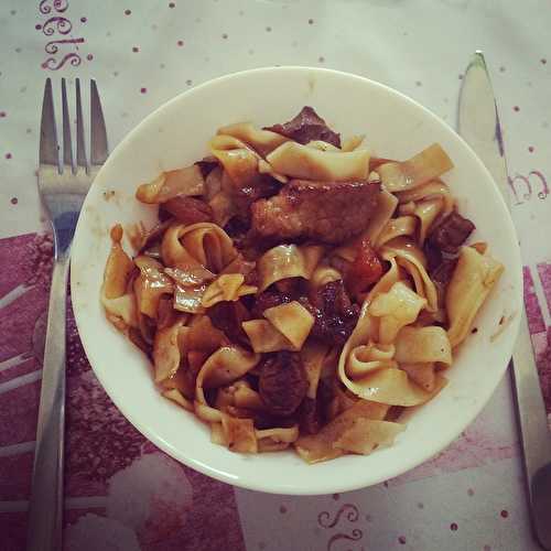 Tagliatelles au Sauté de veau au vinaigre d’abricot et vanille