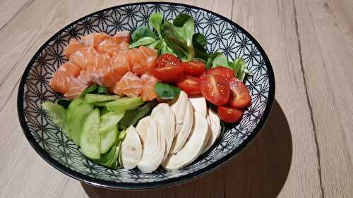 Buddha bowl au saumon et sa vinaigrette soja gingembre