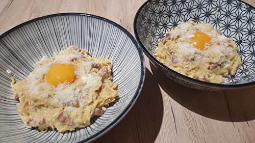 Courge spaghettis à la carbonara