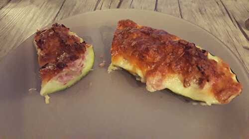 Courgettes farcies au jambon, champignon et mozza