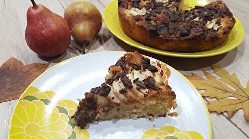 Gâteau au fromage blanc, poire et chocolat